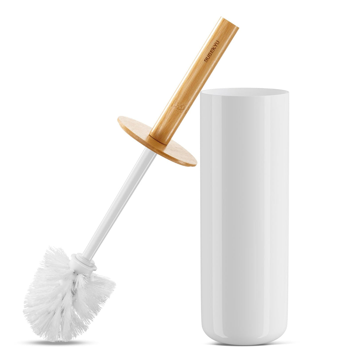 SUBEKYU Toilet Brush, Toilet Bowl Brush and Holder Set, Bathroom Toilet Bowl Cleaner Scrub Brush Set Scrubber for Deep Cleaning, White