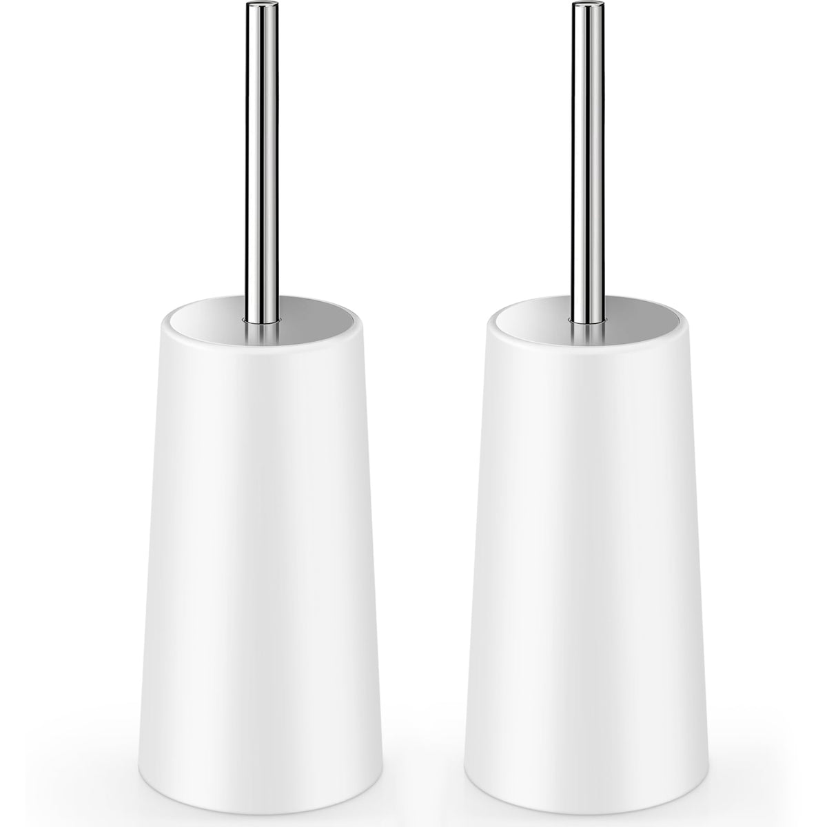 Toilet Brush and Holder, 2 Pack Toilet Brush with 304 Stainless Steel Long Handle, Toilet Bowl Brush for Bathroom Toilet-Ergonomic, Elegant,Durable (Grey)