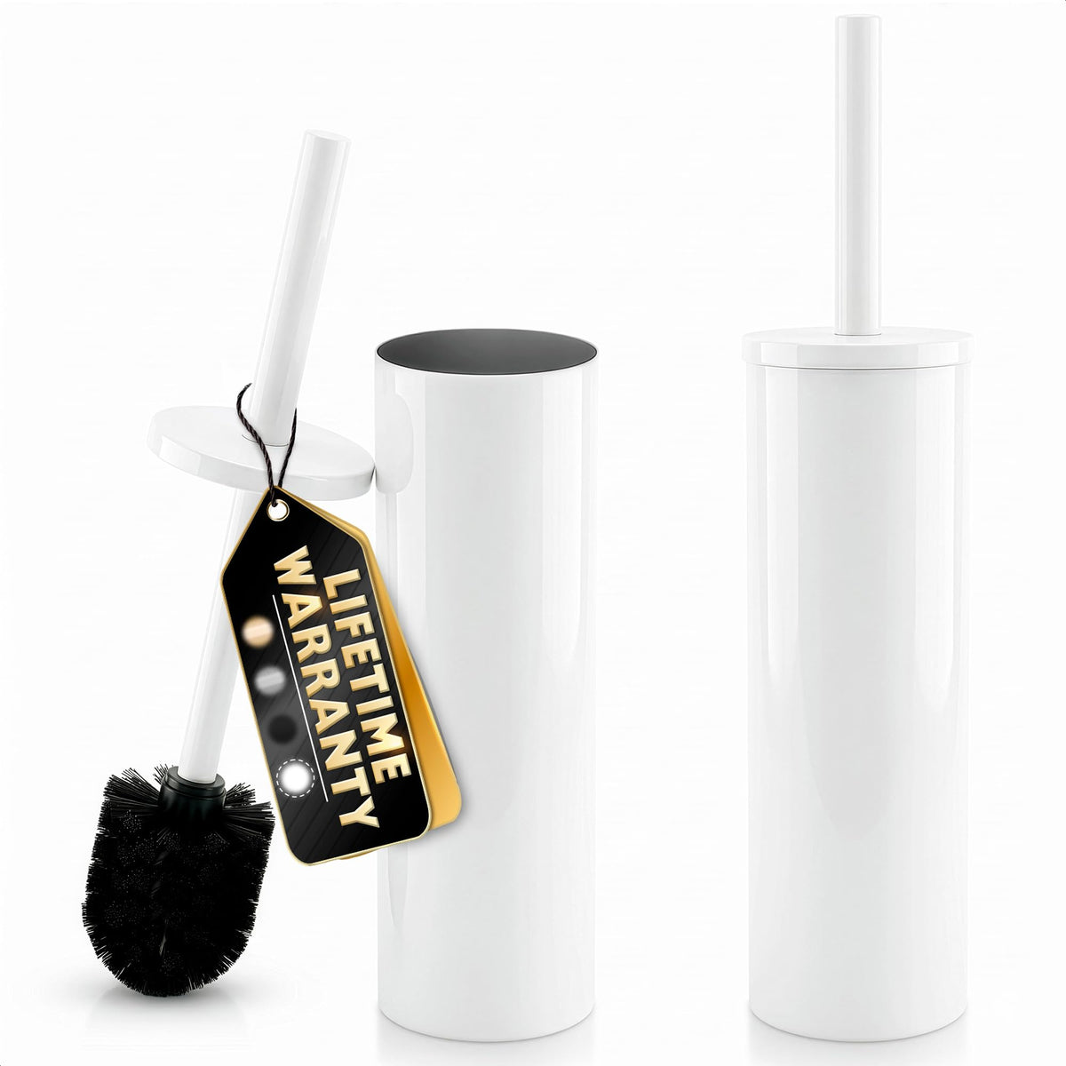 Stainless Steel Toilet Brush and Holder Set, Splash Guard (Brushed Gold)