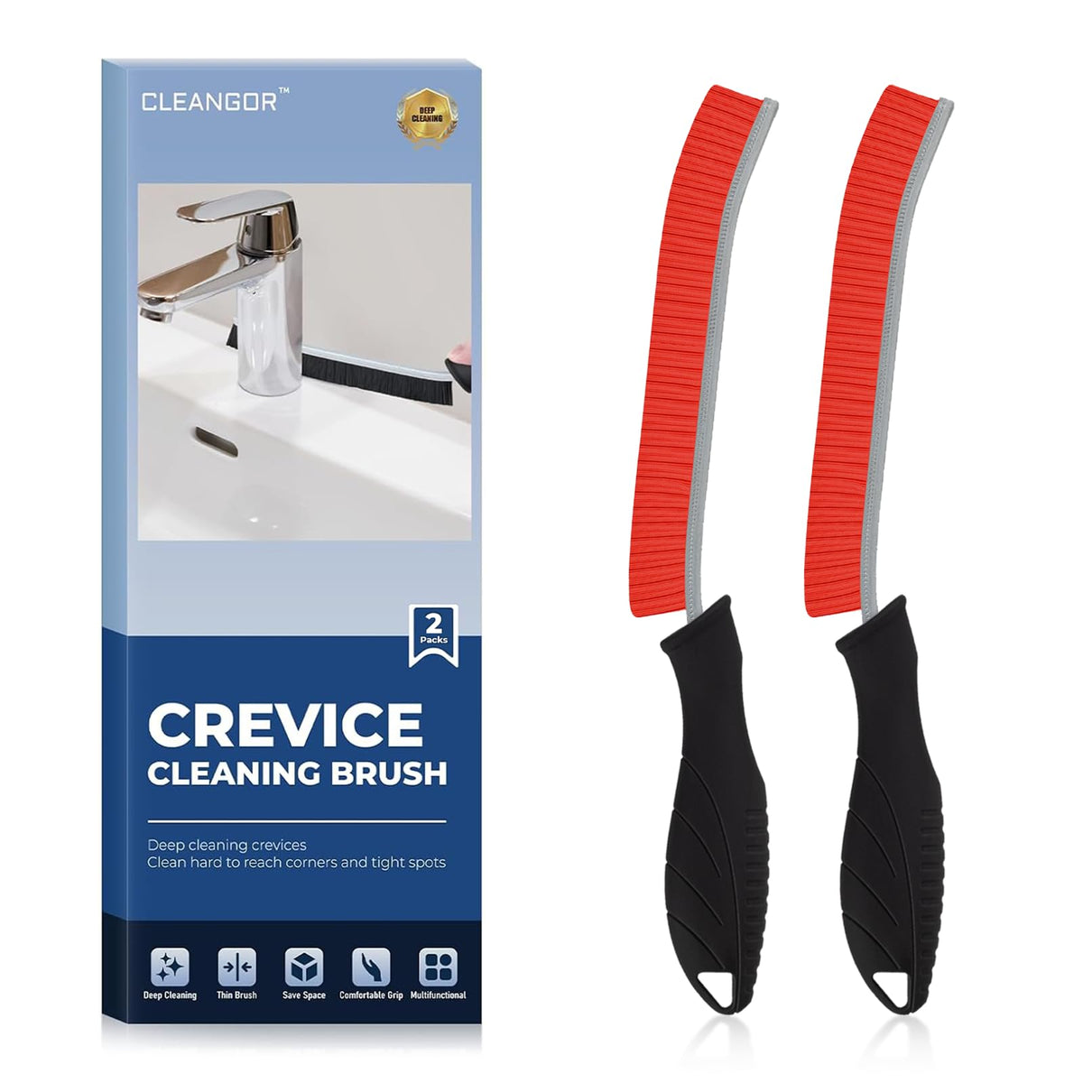 CLEANGOR Crevice Cleaning Brushes, Cleaner Scrub Brush Tool for Crevice