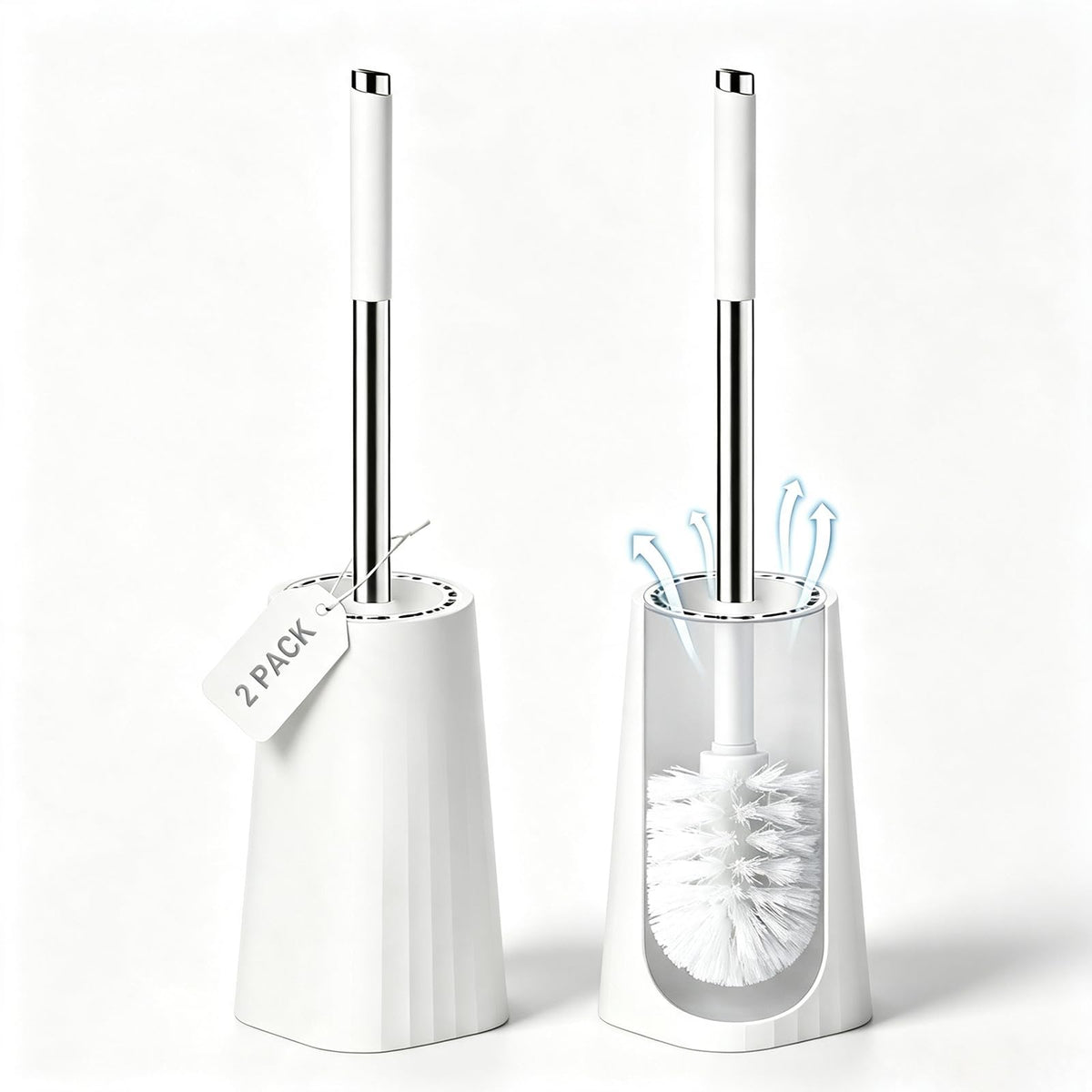 SetSail Toilet Brush, Compact Size Toilet Bowl Brush and Holder Toilet Brushes for Bathroom with Stainless Steel Handle Toilet Cleaner Brush with Durable Scrubbing Bristles, Splash-Proof