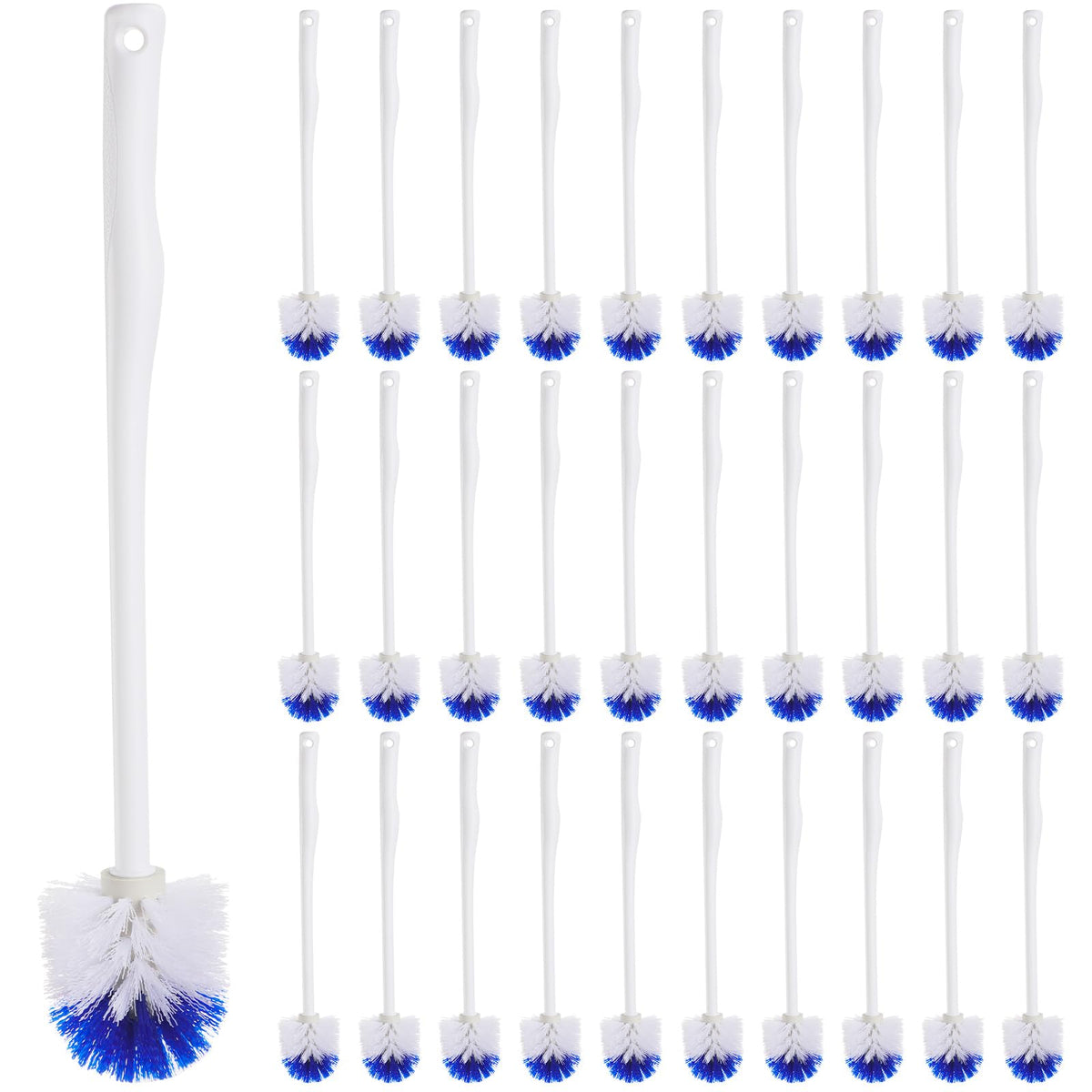 Willinglong 15 Pcs Toilet Bowl Brush 18.5 Inch Plastic Handle,Blue, White