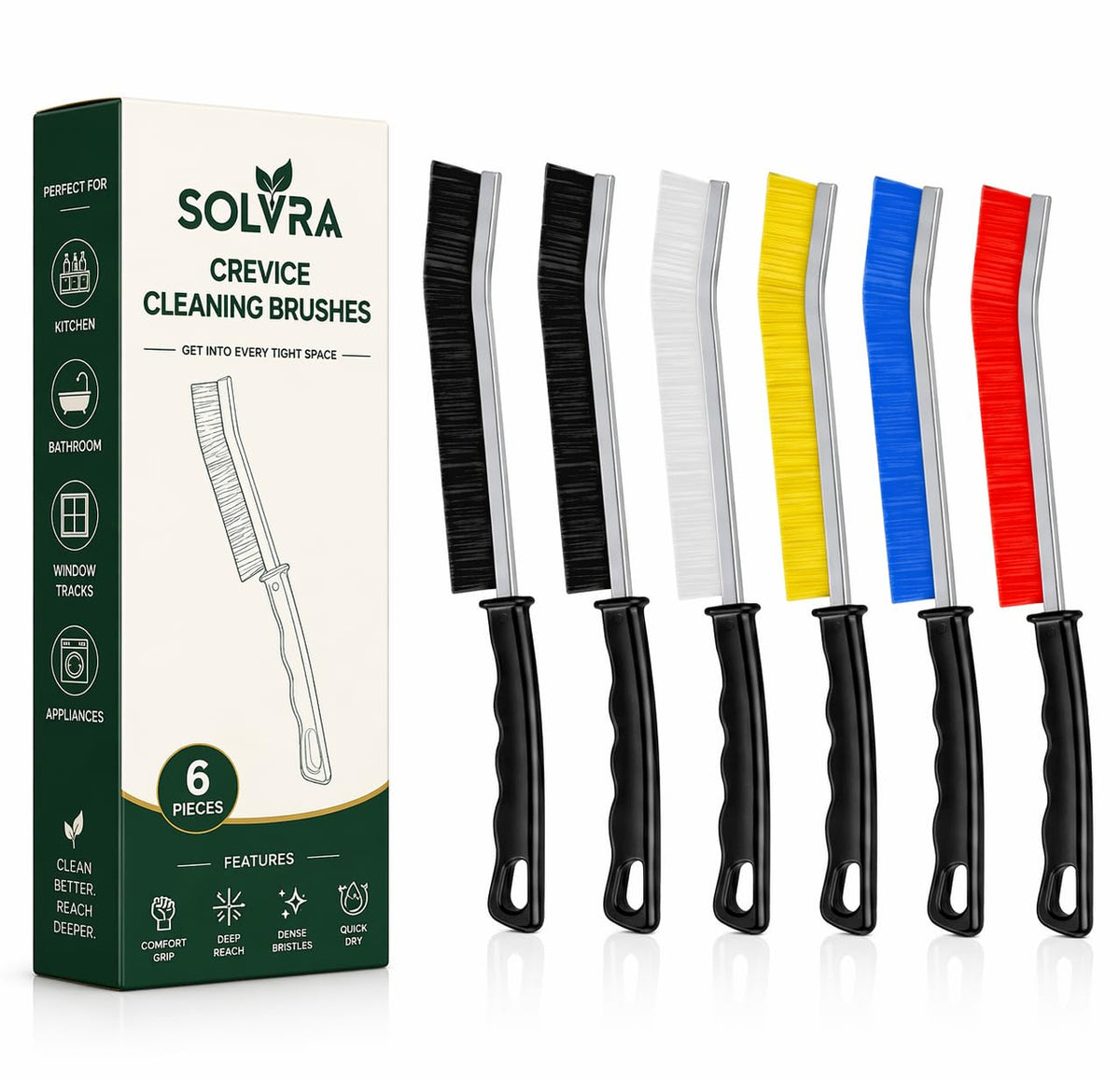 Crevice Cleaning Brush Set 3Pcs Hard Bristle Tools for Narrow Spaces