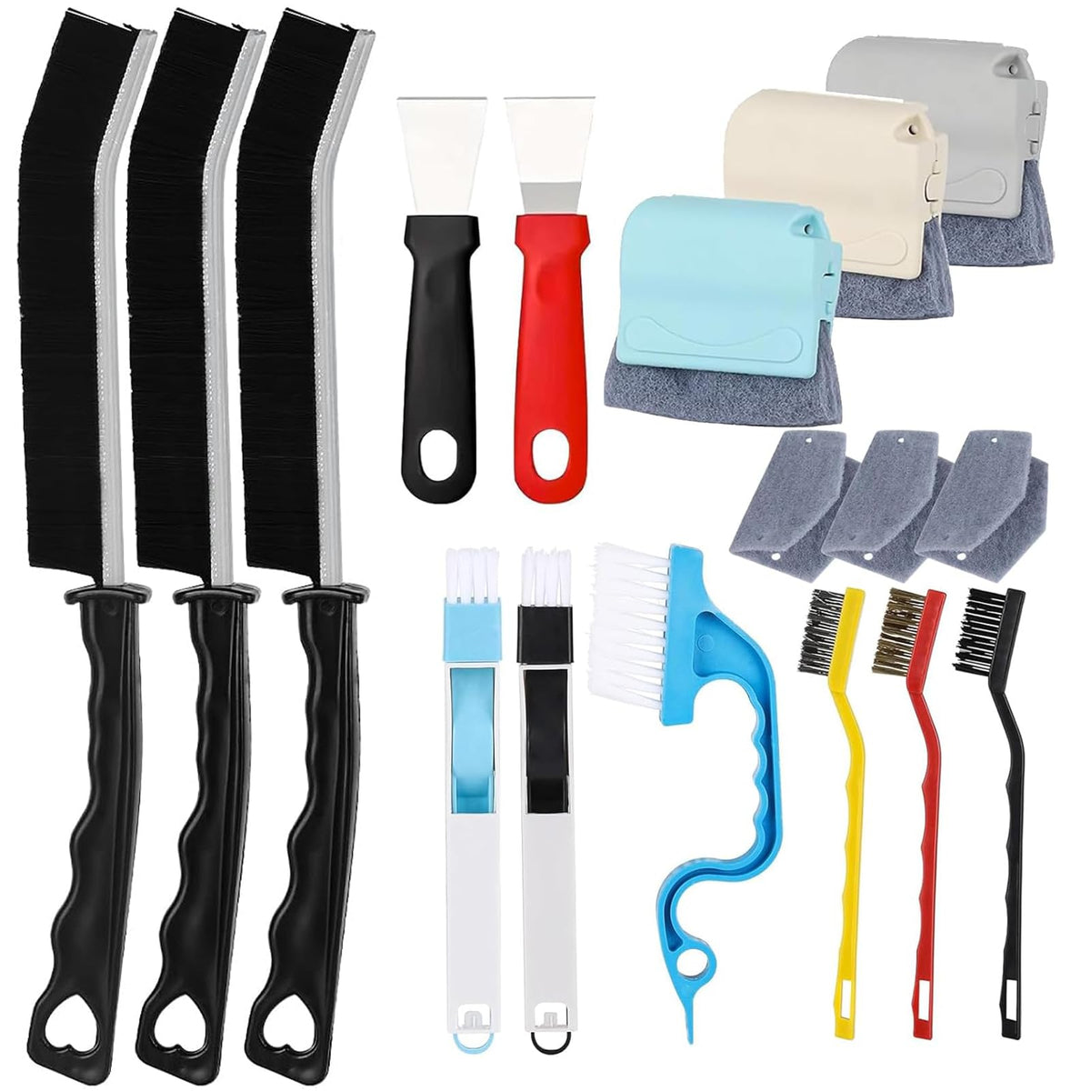 Window Cleaner Set, 10Pcs Window Door Tracks Groove Crevice Cleaning Brushes Tools for Sliding Glass Doors, Air Conditioner