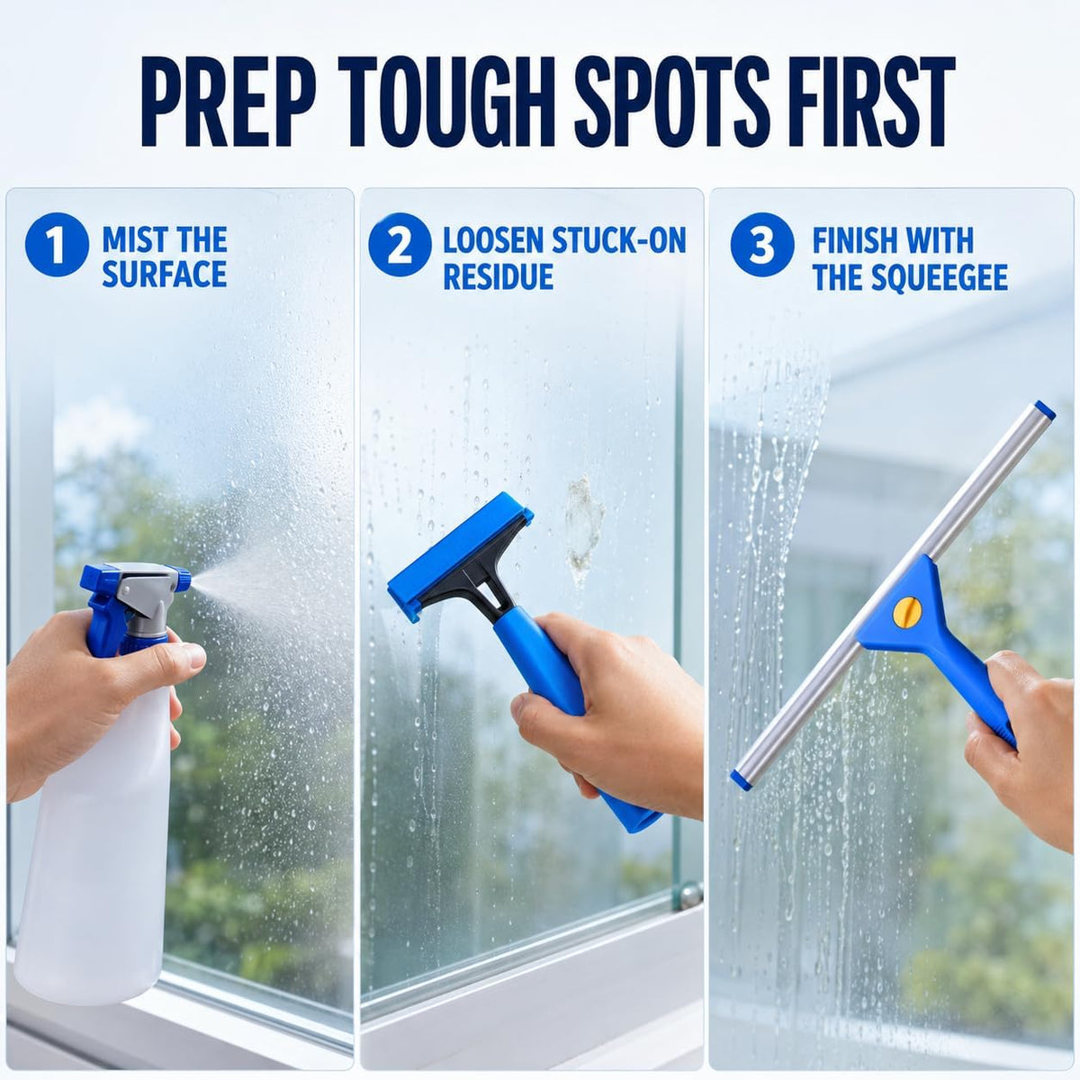 Window Cleaning Kit with 3 Gal Bucket 76" Long Handle Window Squeegee