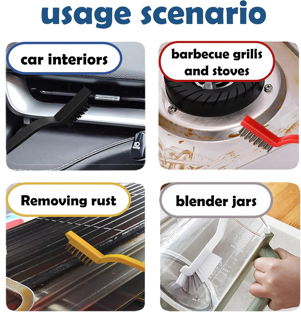 Betanull Crevice Cleaning Brush Set, Multi-Purpose Hard Bristle Brushes