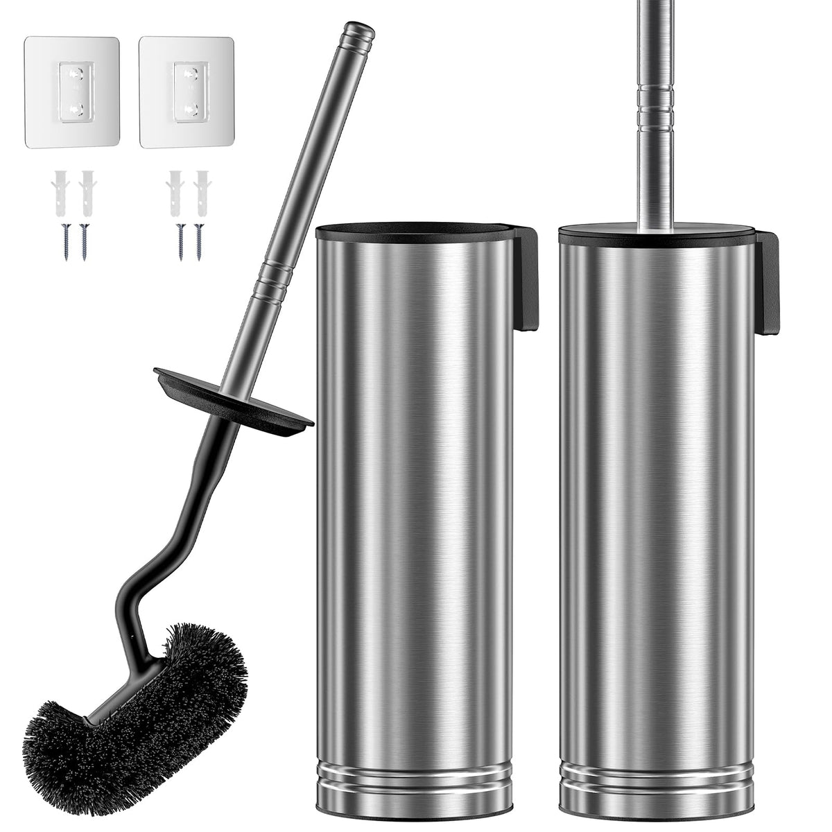 HAMITOR Toilet Brush and Holder Set: Stainless for New Bathroom Essentials