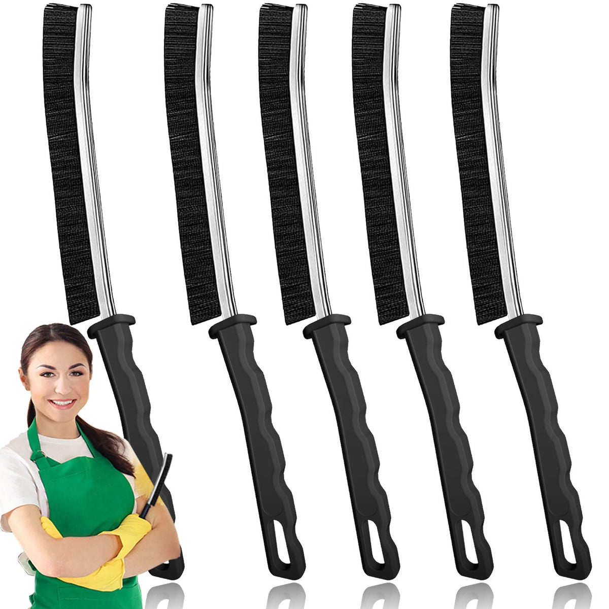 Crevice Cleaning Brush, Bathroom Gap Cleaning Brush, Hard Bristle Brush for Cleaning, Multifunctional Gap Brush, for Blind, Baseboard, Fan, Window or Sliding Door Track (5pcs)