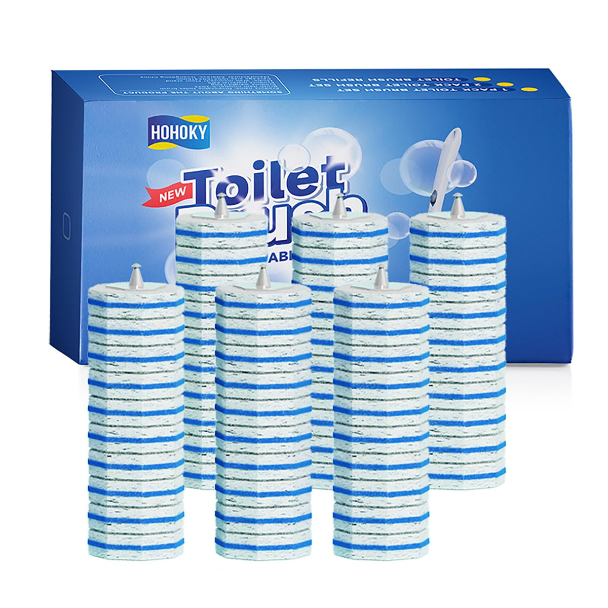 Disposable Toilet Brush Cleaning System with 50pcs Refills Pads Replacement Heads, Toilet Cleaning Stick, Wall Mounted Wand Kit Bathroom Maintenance, Toilet Bowl Cleaner Brush Holder and Set