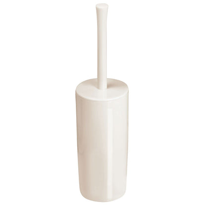 mDesign Slim Plastic Toilet Bowl Brush and Holder Set, Modern Compact Storage Organizer Cleaner Scrubber for Toilet - Heavy Duty Cleaning Plunger for Bathroom, Aura Collection - Cream