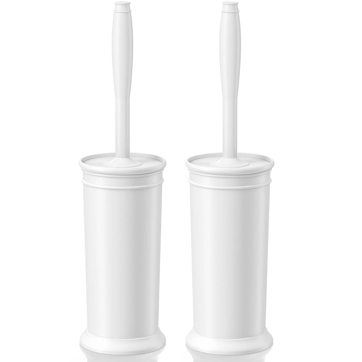 Toilet Brush and Holder 2 Pack, Toilet Bowl Brush with Extra Long Handle, Toilet Scrubber and Covered Holder, Toilet Brushes for Bathroom-Space Saving, Covered Brush, Durable, Deep Cleaning(Black)