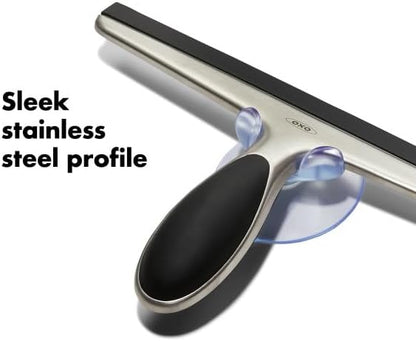 OXO Good Grips Stainless Steel Squeegee - All-Purpose for Bathroom, Glass Shower Doors, Mirrors, Tiles, Countertops and Car Windows - Streak Free