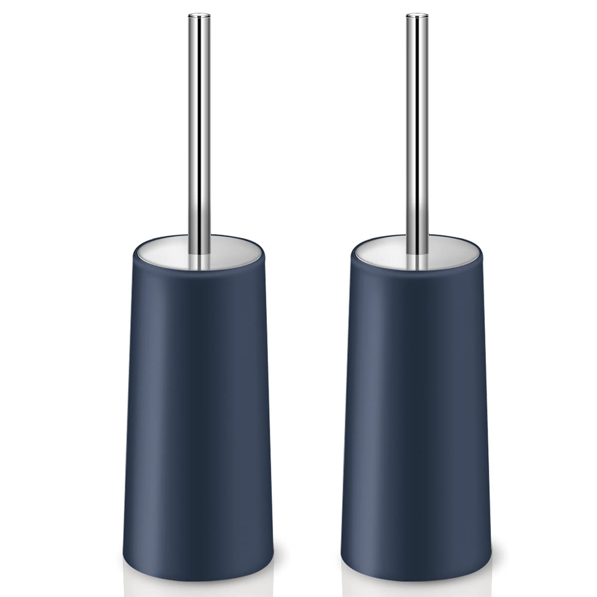 Toilet Brush and Holder, 2 Pack Toilet Brush with 304 Stainless Steel Long Handle, Toilet Bowl Brush for Bathroom Toilet-Ergonomic, Elegant,Durable (Grey)