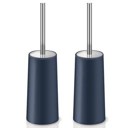 Toilet Brush and Holder, 2 Pack Toilet Brush with 304 Stainless Steel Long Handle, Toilet Bowl Brush for Bathroom Toilet-Ergonomic, Elegant,Durable (Grey)