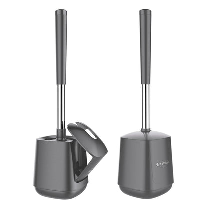 SetSail Toilet Brush and Holder, Self Closing Lid Toilet Bowl Brushes Holder and Extra Long Handle Ventilated Toilet Brush Set for Bathroom Cleaning, Nylon Bristles, Black