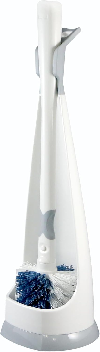Unger No-Drip Toilet Brush Set, Flexible Neck Scrubber with Portable Carrying Caddy Holder, Discreet Bathroom Cleaning Supplies, Scrub Tough Stains with Non-Scratch Bristles