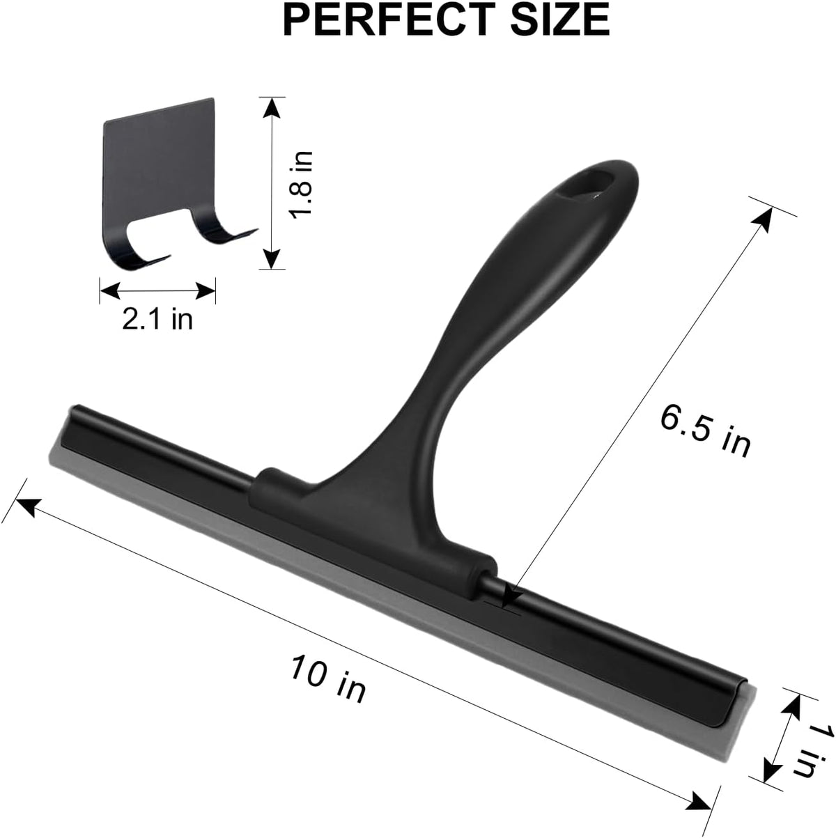 SetSail Squeegee for Shower Glass Door, 10 Inches, Black
