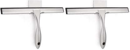 HIWARE All-Purpose Shower Squeegee for Shower Doors, Bathroom, Window and Car Glass - Black, Stainless Steel, 12 Inches