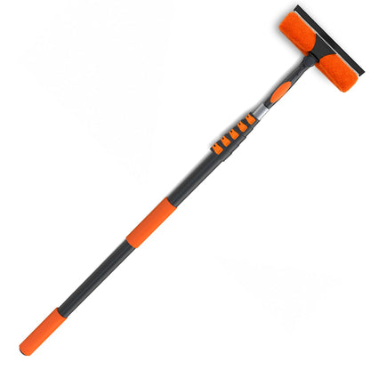 LAANPOLE 26FT Window Squeegee with Extension Pole, 2-in-1 Squeegee for Window Cleaning, Professional Cleaning Kit for Home with 20FT Telescoping Pole for Outdoor Indoor Use
