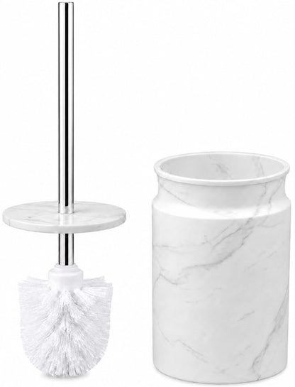 Rustic Luxe Toilet Brush and Holder Set - Beige Toilet Bowl Cleaner Brush with Strong Metal Handle - Long Bristles Toilet Bowl Brush and Holder - Rustic Farmhouse Decor