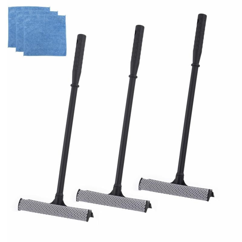 Matthew Cleaning All Purpose Window Squeegee Window Cleaner Tool,Car Squeegee Windshield Cleaning Sponge and Rubber Squeegee,2-in-1 Window Cleaner Sponge(8'') and Soft Rubber with Pole 20’’(6Pack)