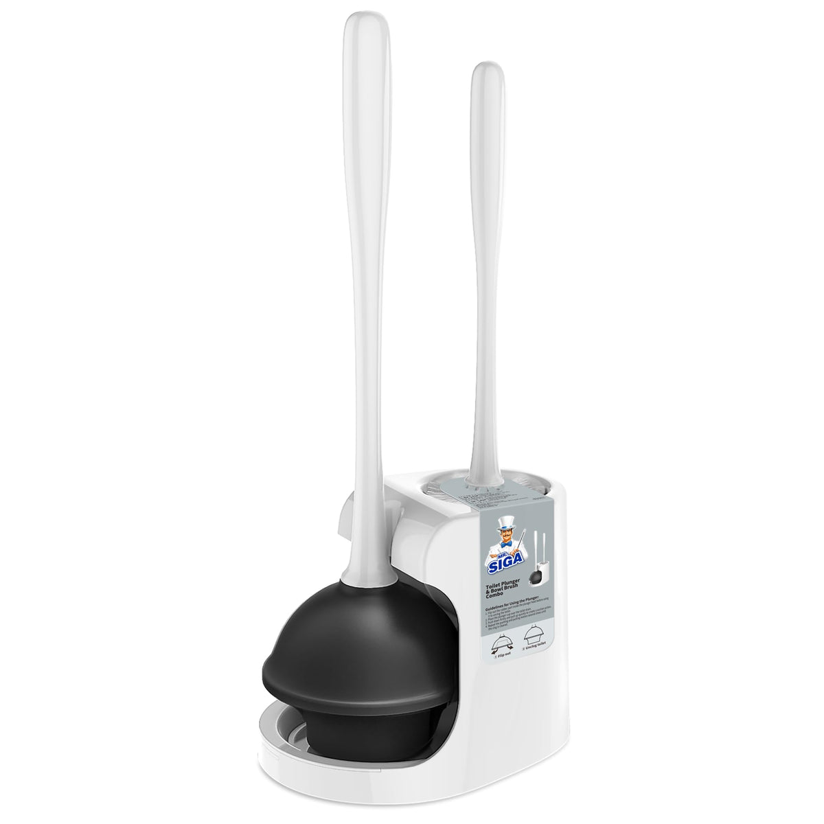 MR.SIGA Toilet Plunger and Bowl Brush Combo for Bathroom Cleaning, Black