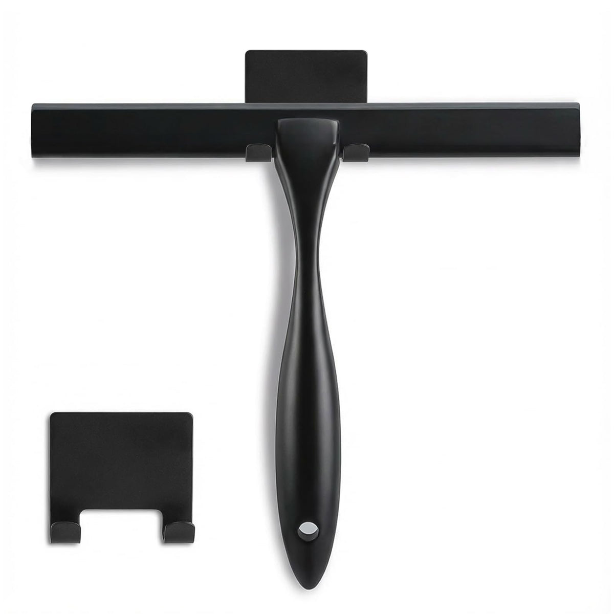 Shower Squeegee, 10-Inch Matte Black Squeegee, All-Purpose Stainless Steel Squeegee for Bathroom, Shower Doors, Mirrors, Tiles and Car Windows - 100% Streak Free