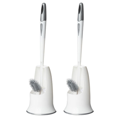 2 Pack Toilet Bowl Brush Without Holder for Bathroom, Under-Rim Double Brush Head, Long Handle Household Cleaning Brushes Set (2 Pack Grey Brush Without Holder)