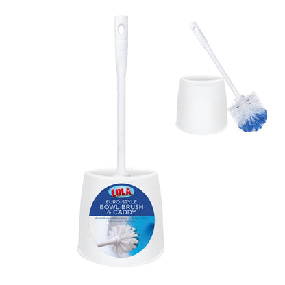 LOLA Classic Toilet Brush, Durable Fiber Stiff Bristles, Non-Scratch - 2 PK