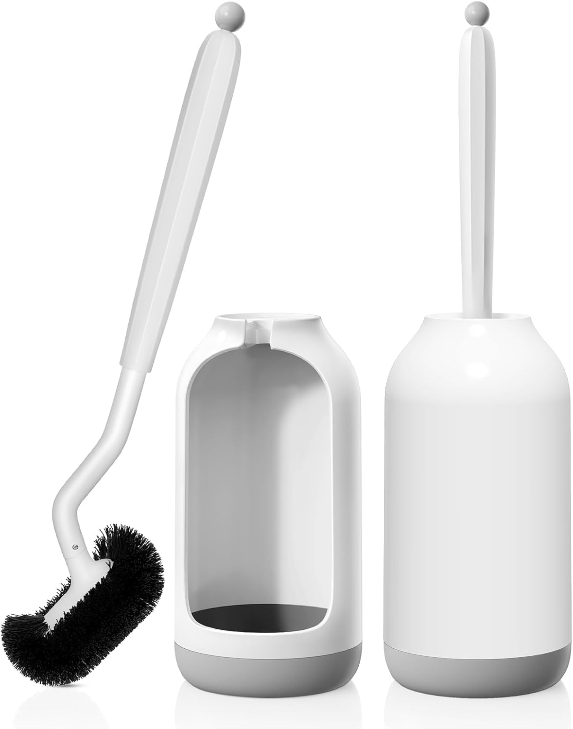 HAMITOR Toilet Bowl Brush Holder Set: Bathroom Deep Cleaning Scrubber