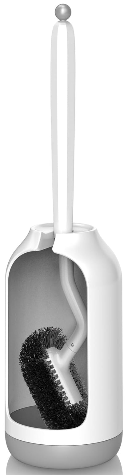 HAMITOR Toilet Bowl Brush Holder Set: Bathroom Deep Cleaning Scrubber