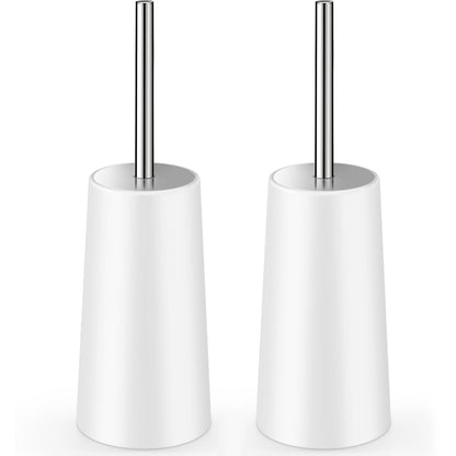 Toilet Brush and Holder, 2 Pack Toilet Brush with 304 Stainless Steel Long Handle, Toilet Bowl Brush for Bathroom Toilet-Ergonomic, Elegant,Durable (Grey)