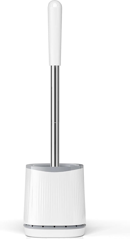 TRENTI Toilet Brush and Holder Set - Bristles Bowl Brush Head with Ventilated Holder, Wall Mounted Compact Set for Bathroom Deep Cleaning