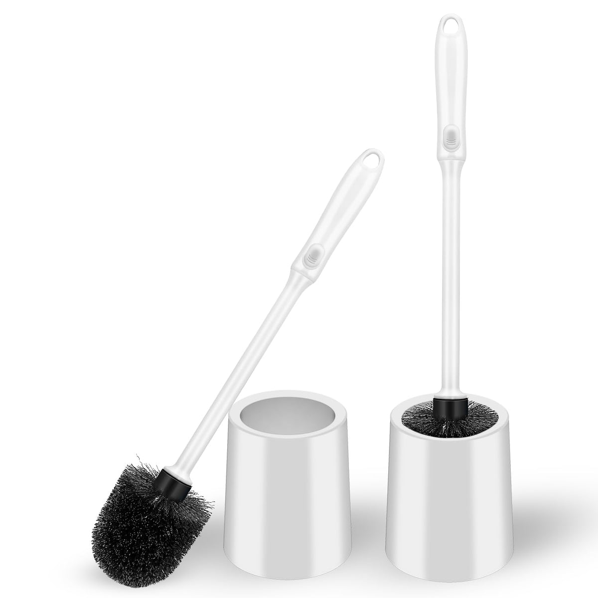 AONEZ Toilet Brush and Holder Set with Long Handle, 2 Pack, Black