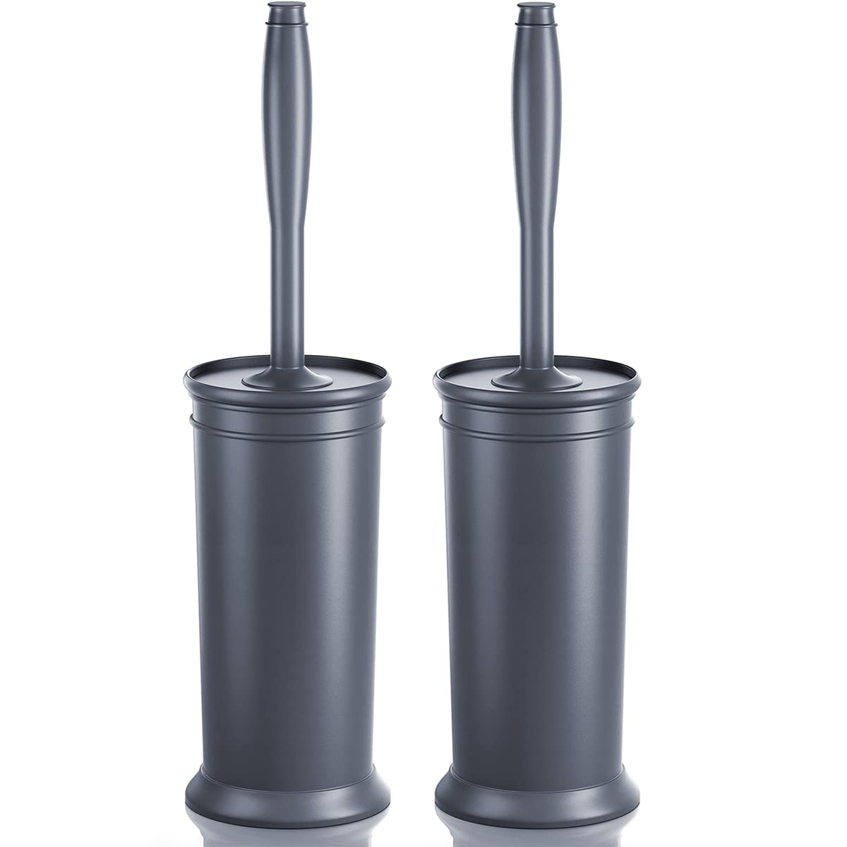 Toilet Brush and Holder 2 Pack, Toilet Bowl Brush with Extra Long Handle, Toilet Scrubber and Covered Holder, Toilet Brushes for Bathroom-Space Saving, Covered Brush, Durable, Deep Cleaning(White)