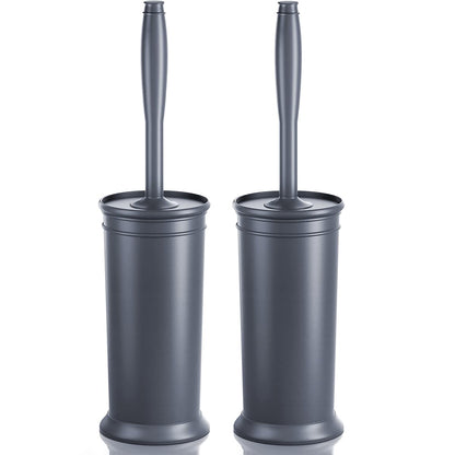 Toilet Brush and Holder 2 Pack, Toilet Bowl Brush with Extra Long Handle, Toilet Scrubber and Covered Holder, Toilet Brushes for Bathroom-Space Saving, Covered Brush, Durable, Deep Cleaning(White)