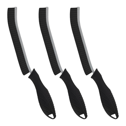 FOOGWEE Hard Bristle Crevice Cleaning Brush - Home Cleaning Tools, Multi-Purpose Crevice Supplies for Kitchen, Bathroom, Toilet, Window, Vehicle, Faucets, Grout, Home (3, Black)