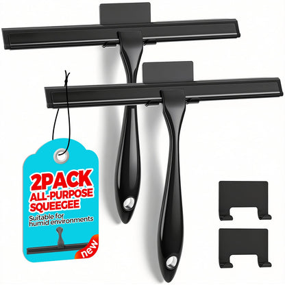ALFLOD 2pcs Shower Squeegee for Glass Doors with Adhesive Hanging Hook Set