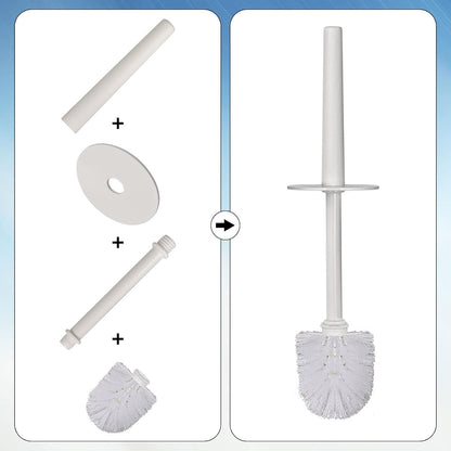 Topsky Toilet Brush & Holder Set, 2 Pack Plastic Round Barrel Loo Brush with 2 Replacement Heads, Durable for Bathroom, White