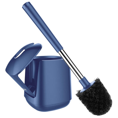 SetSail Toilet Brush and Holder 2 Pack, Self Closing Lid Toilet Bowl Brushes Holder and Extra Long Handle Ventilated Toilet Brush Set for Bathroom Cleaning, Nylon Bristles, White & Grey