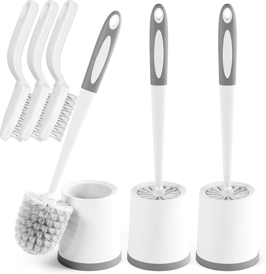 Holaloha Toilet Brush and Holder Set, 3 Pack, White