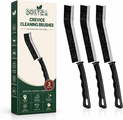 Crevice Cleaning Brush Set – 3Pcs Hard Bristle Cleaning Tools for Grout, Tile Floors, Gaps & Narrow Spaces – Small Grout Scrub Brush for Cleaning Bathroom, Shower, Window Tracks, Kitchen