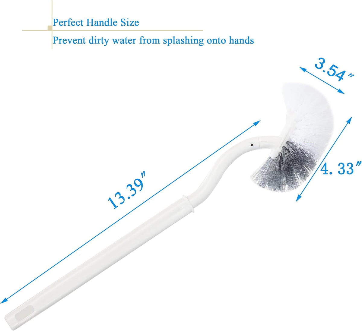 2 Pack Curved Toilet Bowl Brush Without Holder for Bathroom, Compact Toilet Brush Durable Under The Rim Household Deep Cleaning Brushes (White Toilet Brush Without Holder)