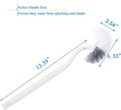 2 Pack Curved Toilet Bowl Brush Without Holder for Bathroom, Compact Toilet Brush Durable Under The Rim Household Deep Cleaning Brushes (White Toilet Brush Without Holder)