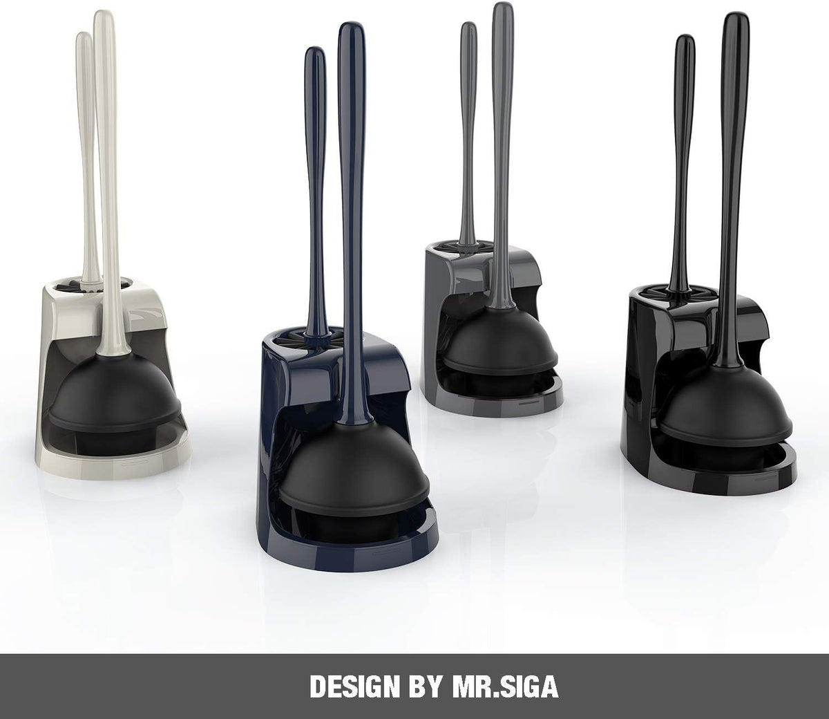 MR.SIGA Toilet Plunger and Bowl Brush Combo for Bathroom Cleaning, Black