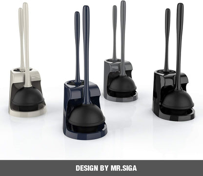 MR.SIGA Toilet Plunger and Bowl Brush Combo for Bathroom Cleaning, Black