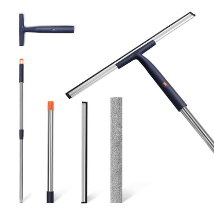 Window Squeegee Kit with Pole and Scrubber, (12" & 16" Set)