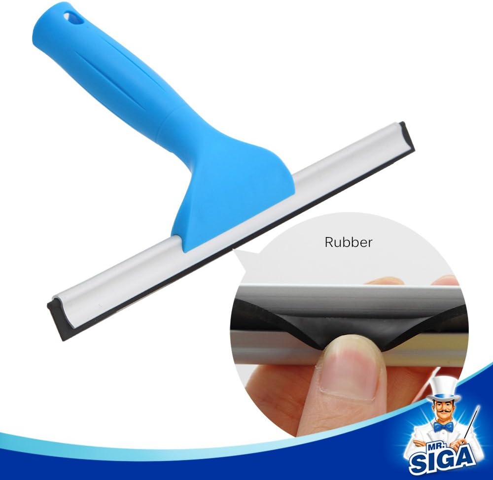 MR.SIGA Professional Window Squeegee & Microfiber Window Scrubber, 10 inch