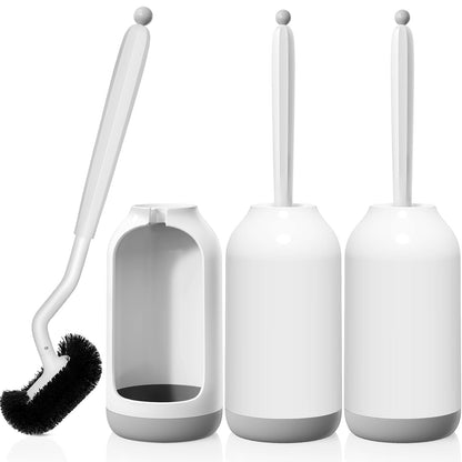 HAMITOR Toilet Bowl Brush Holder Set: Bathroom Deep Cleaning Scrubber