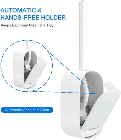 Toilet Bowl Brush and Holder, OSCIOSS Toilet Brush Set with Ergonomic Design, Compact Size, Durable Bristles, RV Toilet Brushes & Holders for Dead Corner Clean (White, 1pack)